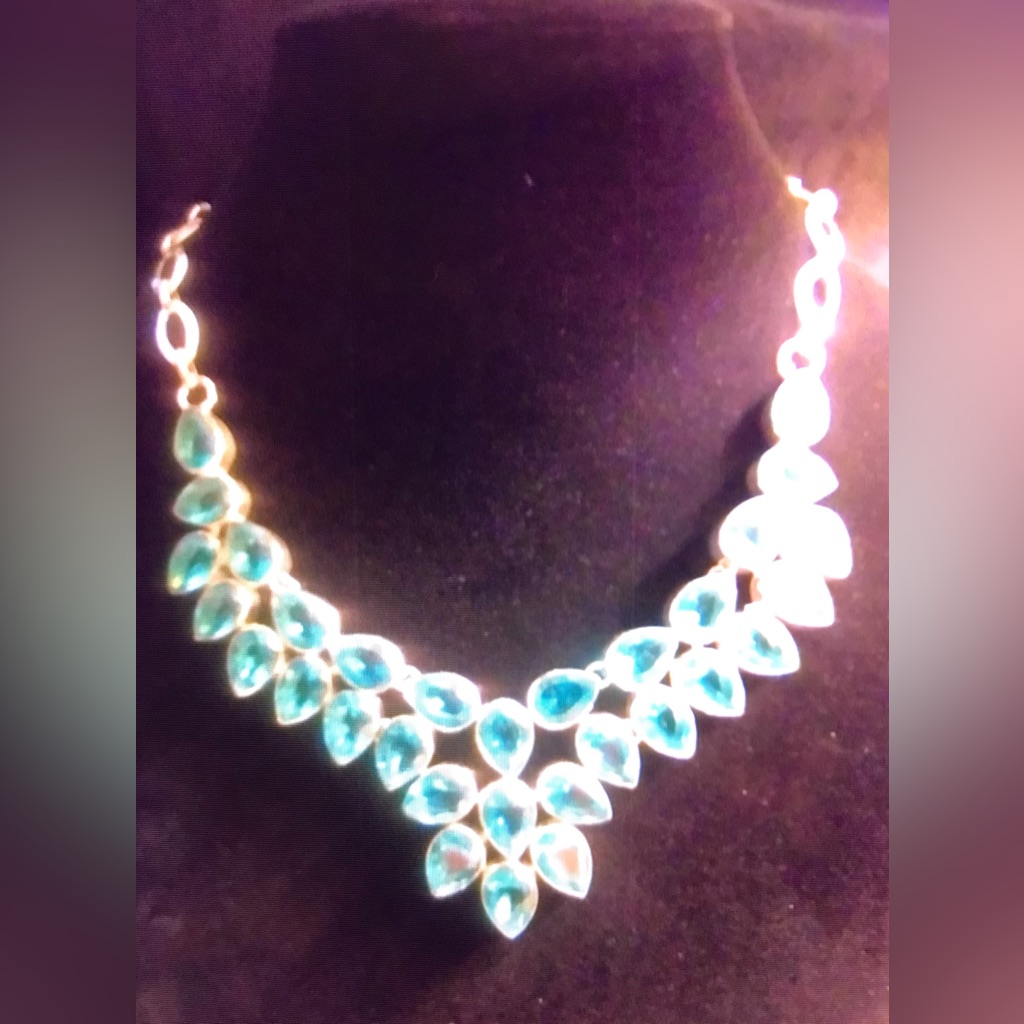 Stunning 925 Sterling Silver Blue Topaz Necklace